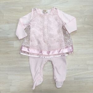 Caramelo cotton one piece with lace overlay